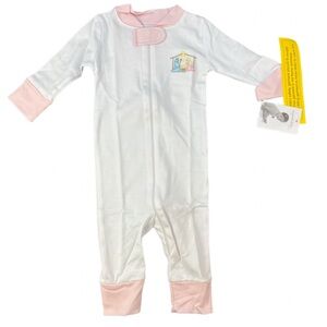 NWT MAGNOLIA BABY Joy to the World Embroidered Zippered Pajamas - 9M